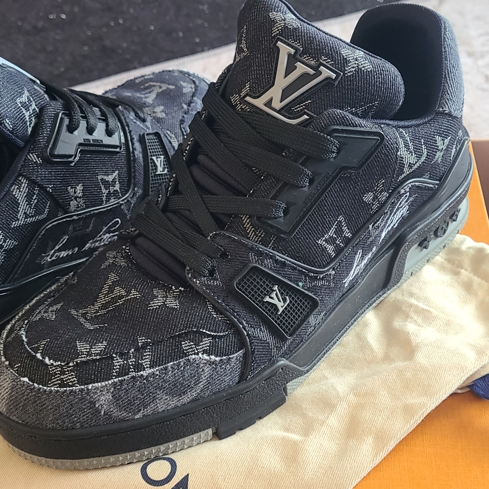 Louis Vuitton Black and Gray Monogram Sneakers